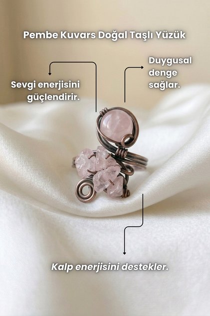 خاتم من الحجر الطبيعي بتصميم أرض الجنيات (قابل للتعديل) من الكوارتز الوردي والأميثيست والأوباليت والأفينتورين واللازورد