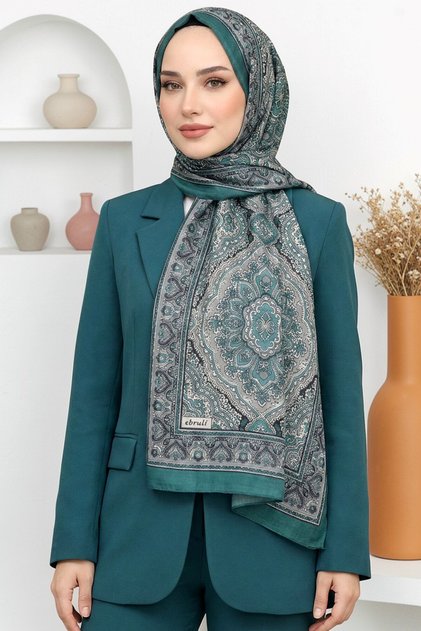 Women's Turquoise Mandala Patterned Organic Cotton Soft Shawl