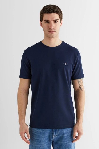 Men's Navy Blue Crew Neck Regular Fit Logo T-Shirt