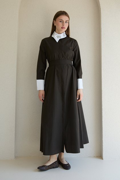 Shirt Dress with Stone Collar 32-2760