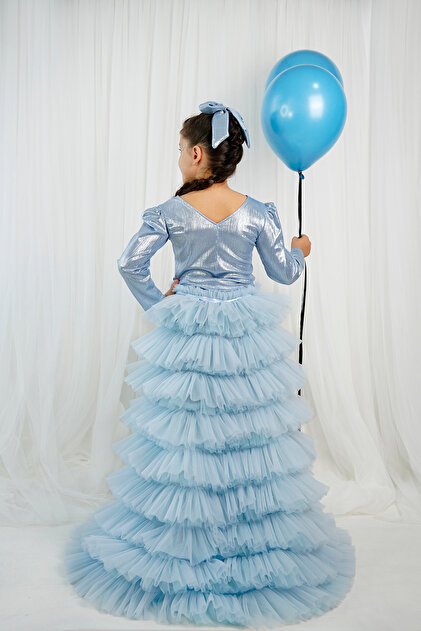 DUCA KIDS Layers of Tulle with Train, Shiny Long Sleeves, Spanish Flare  3-Piece Girls' Outfit  Show, Party, and Special Occasion Attire- Trendyol