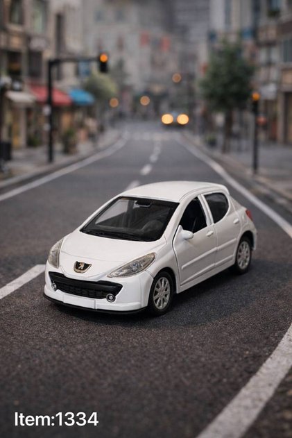 Beyaz Peugeot 207 Çek Bırak Metal Oyuncak Araba 4 Kapı Model Araba | Hediyelik