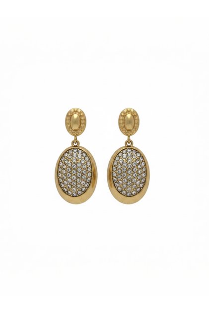 Oval Stone Dangling Steel Earrings