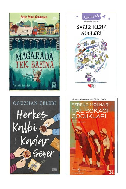 5-6-7.Sınıf Okuma Seti Sakız Kızın Günleri Mağarada Tek Başına Herkes Kalbi Kadar Sever Pal Sokağı Çocukları 4 Kitap