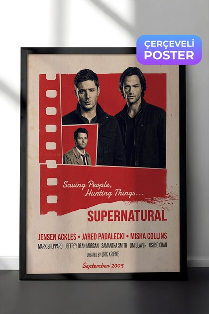 Supernatural Siyah Çerçeveli Poster, Sinema ve Dizi Tablo, Film Dizi Afişleri NO:112873