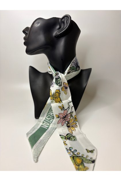 Patterned Thin Scarf, Ribbon (6X85 cm)
