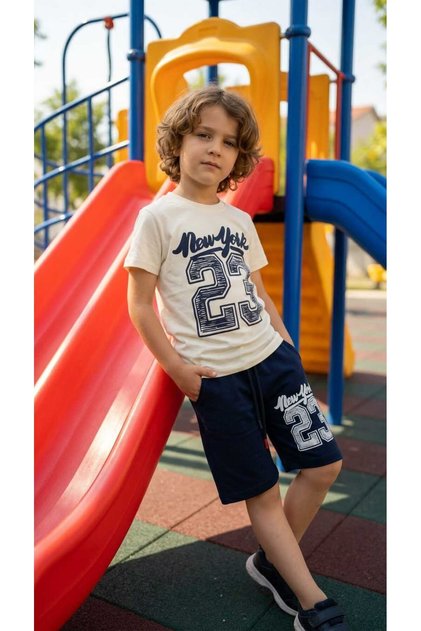 Boy's Summer Shorts Set T-Shirt Shorts Bottom Cotton Pocket Casual Combination 3-4-5-6-7-8-9-10 Years Old