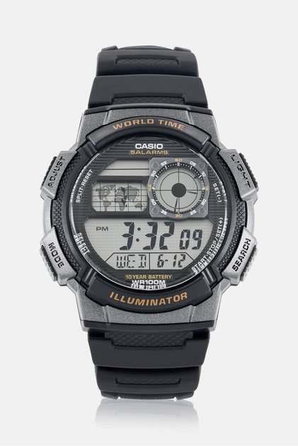 ساعة رجالية رقمية مطاطية AE-1000W-1AVDF مقاس 42 ملم، لون أسود