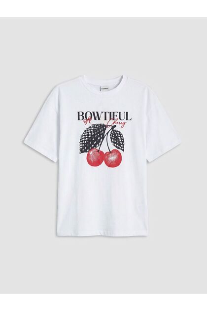 Lcw Kids Crew Neck Printed Girls' T-Shirt