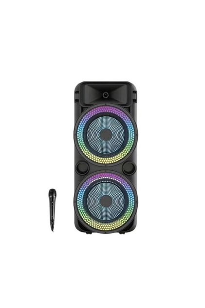Portable Bluetooth Party Speaker with Wired Microphone and Remote Control - 20W Powerful Dual Woofer