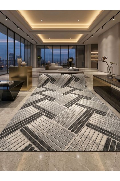 Sarar Halıcılık Modern Makinede Yıkanabilir Kaymaz Taban Salon Hol, Koridor Mutfak Yıkanabilir Jel Kesme Yolluk