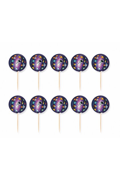 10-Pack Space Themed Cake Toothpicks Astronaut Cupcake Decoration Space Birthday Party Toothpicks
