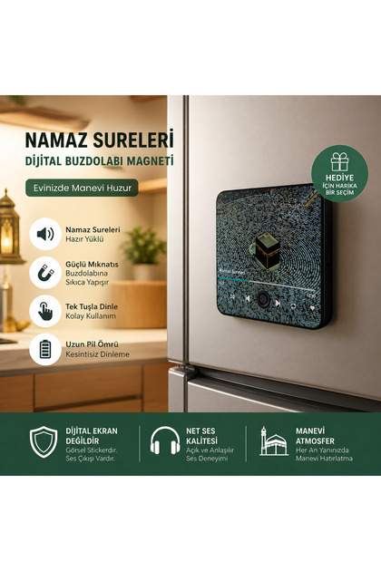 NUHA Namaz Sureleri Dijital Buzdolabı Magneti | Sesli | Tek Tuş