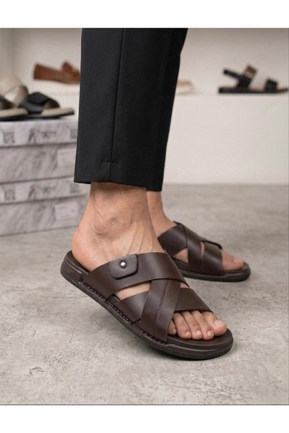 100% Genuine Leather Men's Summer Orthopedic Casual Flexible Sole Comfortable New Season Slippers Sandals 40-45