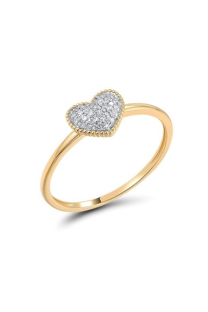 Inel inimă din aur de 14k cu diamante de 0.077ct, mărimea 14
