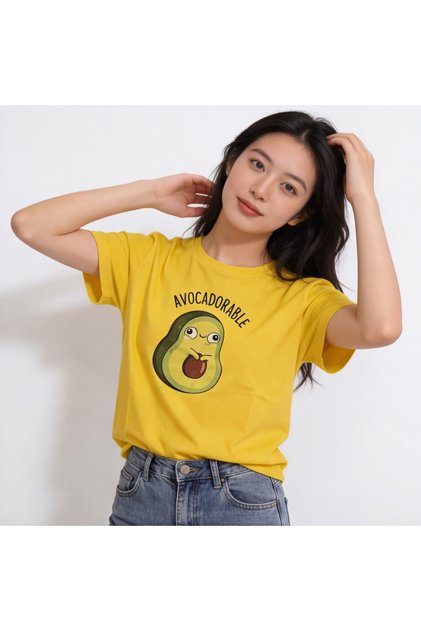 Women's Yellow Avocado Printed T-Shirt