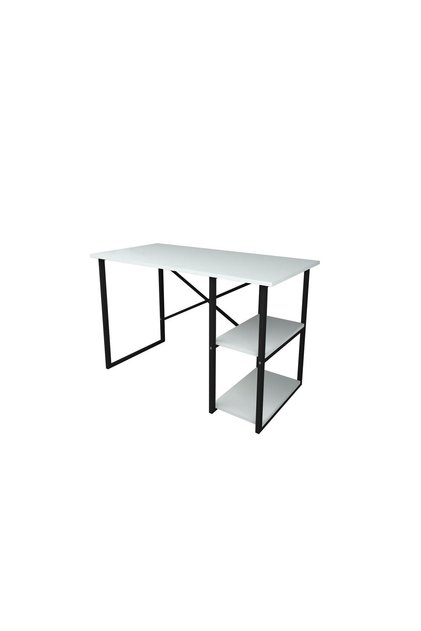 Masa de studiu cu 2 rafturi, alb, 60x120 cm, pal,