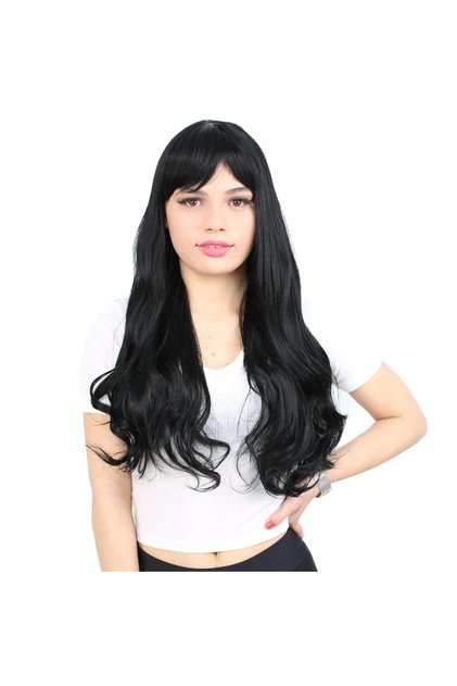 Long Fiber Sen Wig with Bangs / Black