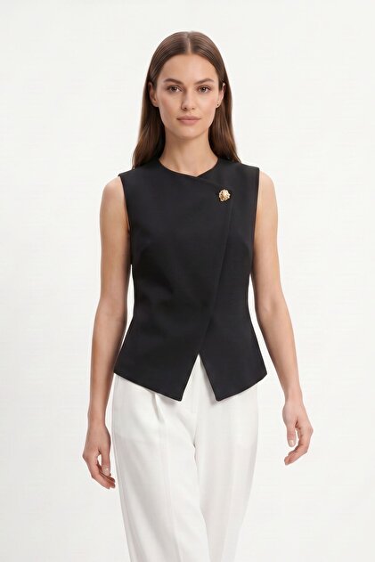 Black Accessory Detailed Vest 8371A