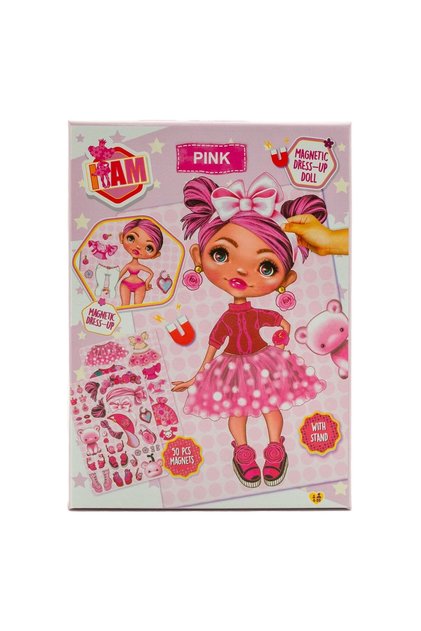 Set creativ cu accesorii magnetice, I Am Pink, Imbraca papusa, 50 piese, Pentru copii, Roz