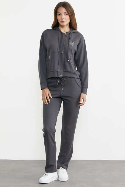 Diving Fabric Hooded Tracksuit Set - Anthracite
