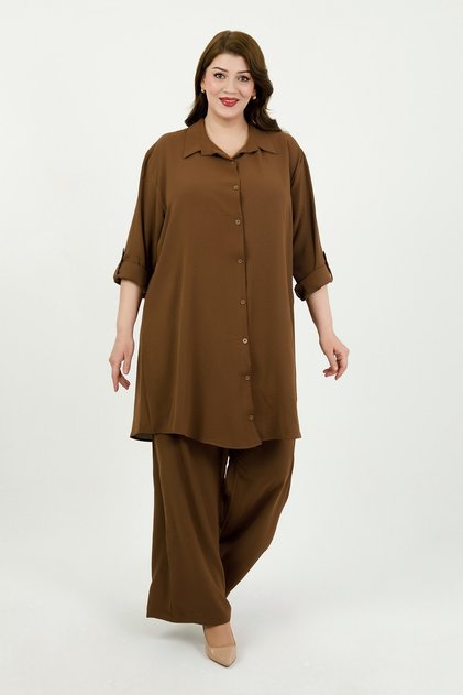 Women's Tan Ayrobin Tunic Pants Plus Size Set