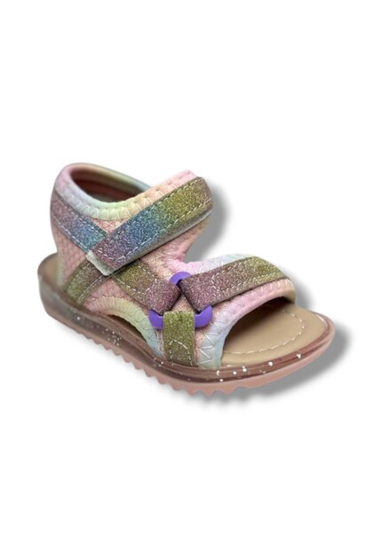 Arzen Bebe 224-26 Glittery Velcro Anatomical Baby Girl Sandals 19-21