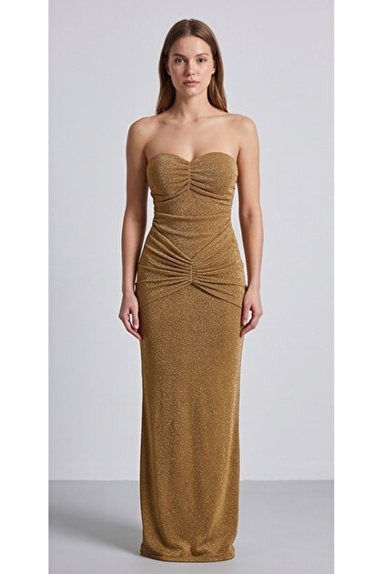 D'RECCY Lycra Long Shiny Party & Event Evening Dress- Trendyol