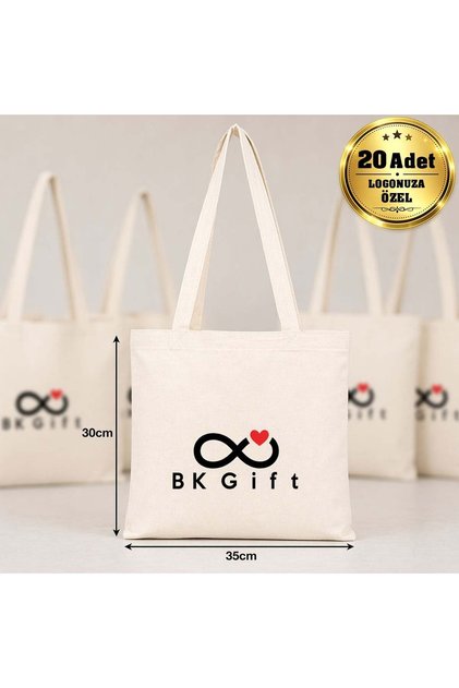 20 Pieces of Raw Cloth Horizontal Shoulder Strap Bags with Your Logo 35X30 cm - Promotional Raw Cloth Bag with Logo Printed