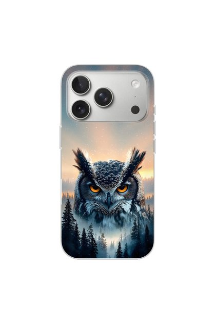iPhone 17 Pro Max Compatible Owl Design Transparent Case