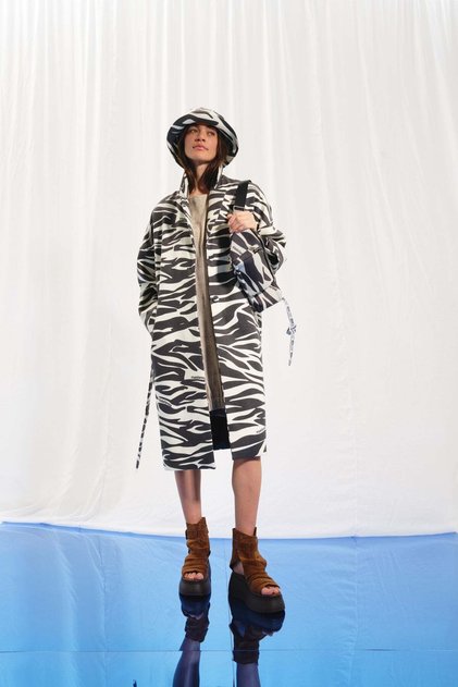 Black Ecru Zebra Patterned Soft Jacket 17383