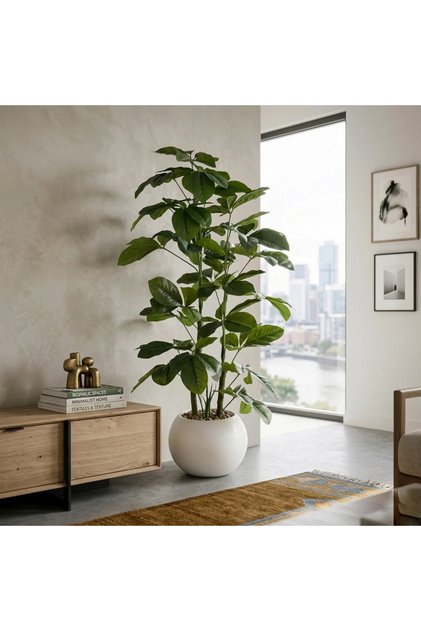Artificial Tree with Elegant and Modern Design - White - 2 Branches - 25x25x140 cm