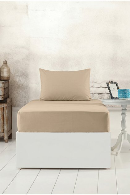 Lisa Elastic Fitted Milk Brown Color Single Pillowcase Set