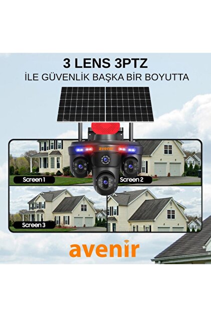 Avenir AV-S439 3 Lens 3ptz Güneş Enerjili Solar 4g Sim Kartlı