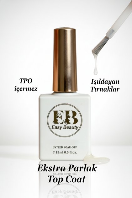 Ekstra Parlak Top Coat 15ml - Kalıcı Oje ve Protez Tırnak Super Shine Top Kat - TPO İçermez