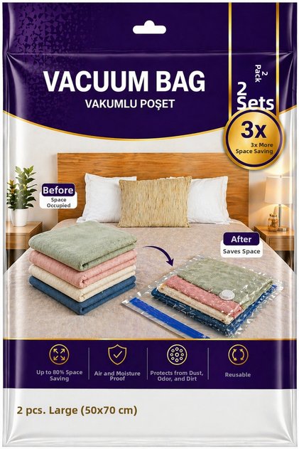 2-Piece Vacuum Sealer-Vacuum Bag Set (2 L 50*70)