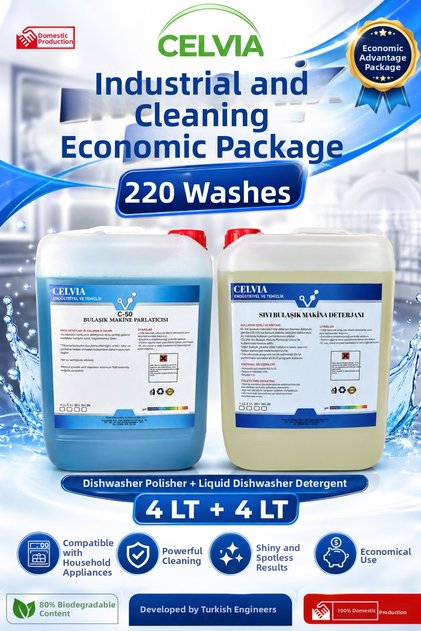 Dishwasher Detergent 4Lt and Rinse Aid 4Lt Set 220 Washes