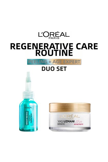 Loreal Paris Age Expert 45+ Anti-Wrinkle Moisturizing Cream 50 ml + Bright Reveal Renewing Peeling Serum Against Dark Spots 25 ml