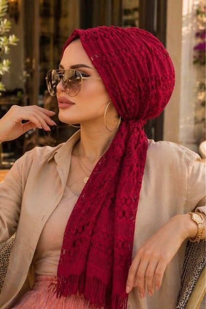 Bordo Dantel Tokalı Bone