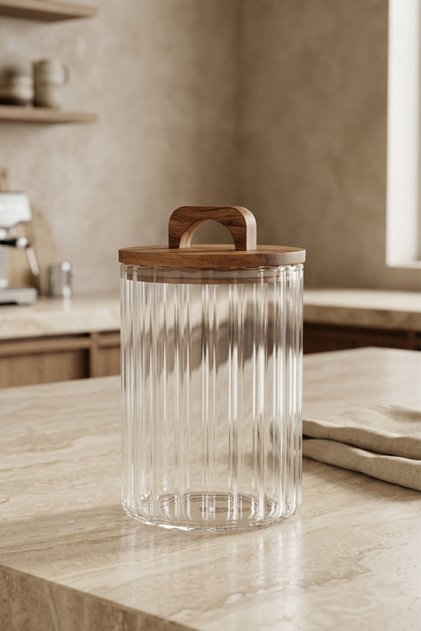 Acacia Lid Glass Jar 2450 ml Tkebt Single Color