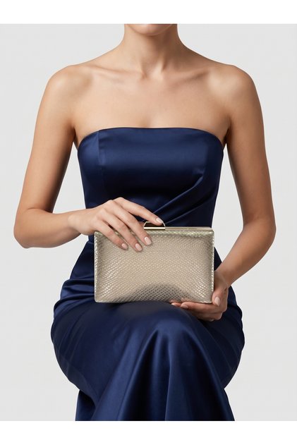 Gold Gold Gold Color Laser Snake Pattern Women's Evening Dress Bag Evening Bag Wedding Engagement Portfolio