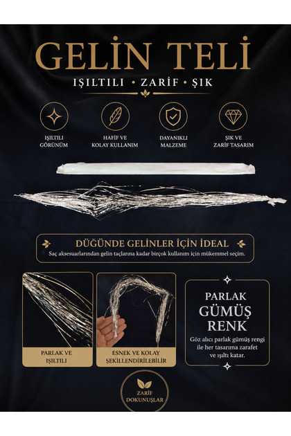 GELİN TELİ ÇİLE PARLAK GÜMÜŞ RENGİ 1 ADET