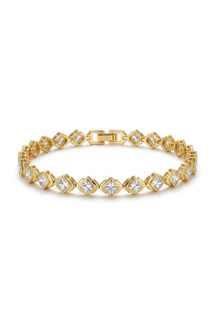 New High-Quality Vip Plated Square Zircon Stone Steel Bracelet - Sparkling and Modern