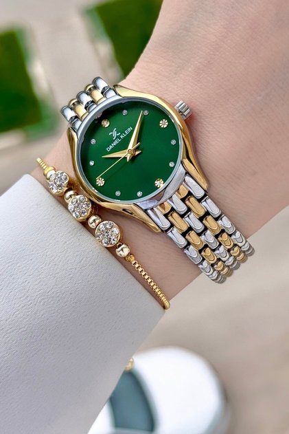 Dial Green Strap Gold Silver Color 30 mm Women's Wristwatch with Gift Packaging