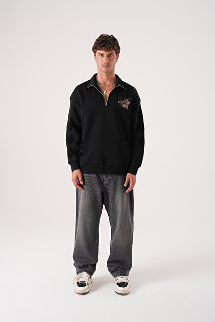 Contrast Patterned Modern Sweatshirt