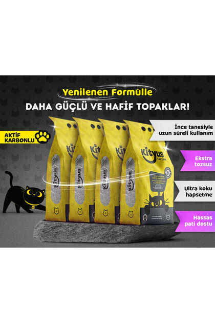 4lü Avantaj Paketi Ekstra Topaklanan, İnce Taneli, Tozsuz, Aktif Karbonlu Bentonit Kedi Kumu 4x5kg