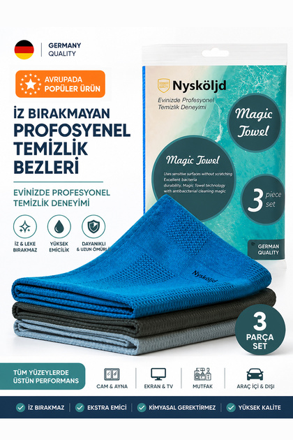 Microfiber Cleaning Cloth | Counter Cloth | Magic Cloth | Glass Cloth 3 Pieces 60X40 cm