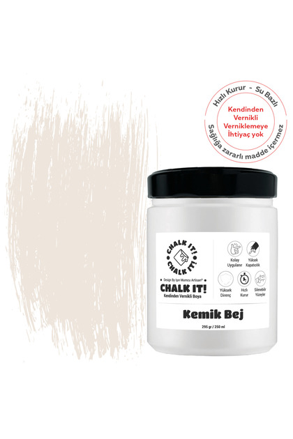Chalk It Kendinden Vernikli Boya | Kemik Bej 250 GR Deneme Boyu