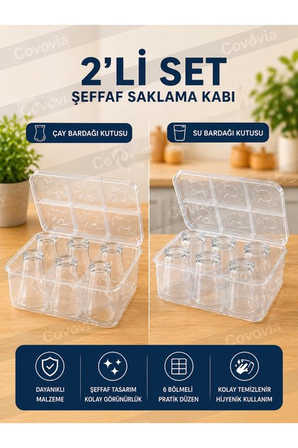 (2'li Piknik Seti ) Pratik 6 Bölmeli Çay Bardağı Ve Su Bardak Taşıma/ Bardak Taşıyıcı Piknik Seti Malzemesi Piknik Kutusu