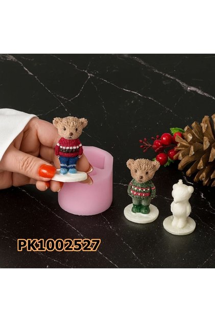 PK1002527 - Silikon Kalıp Mum Kalıbı - Minik Teddy Ayıcık